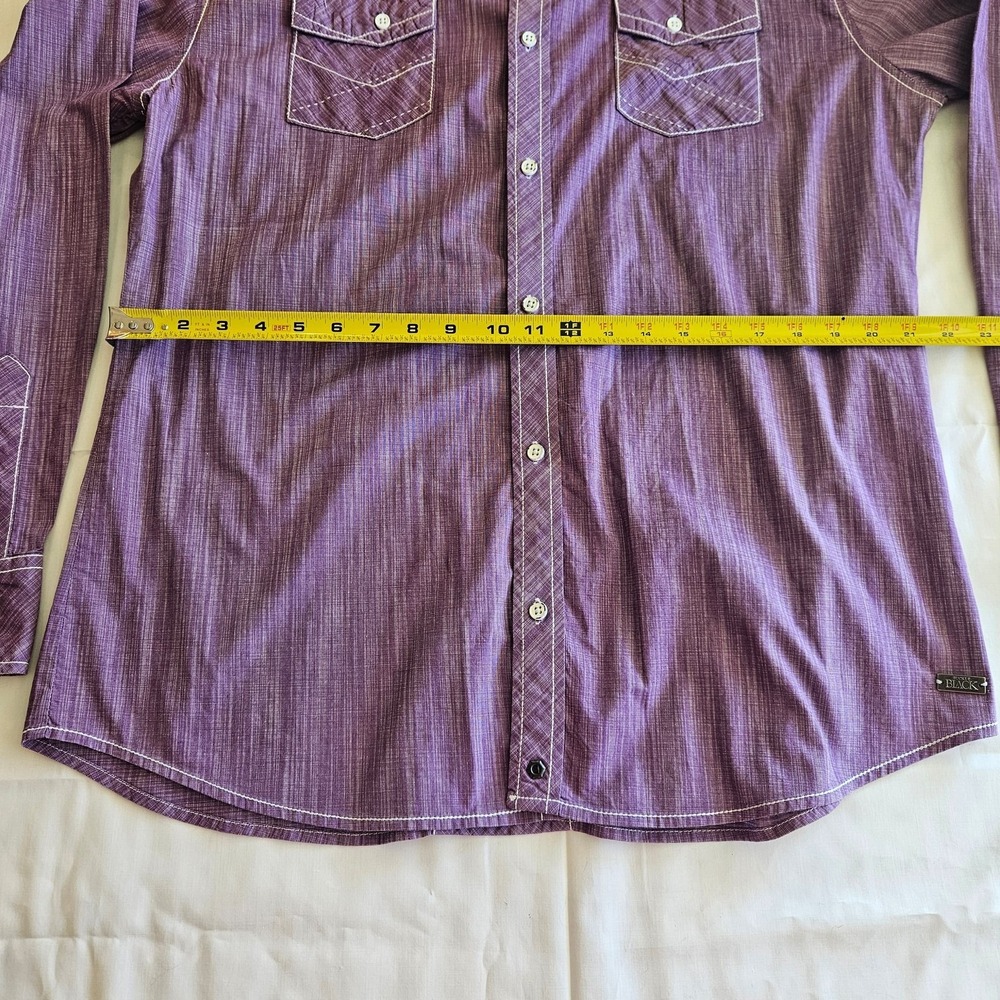 Buckle Black Athletic Fit Long Sleeve Western Pearl Snap Shirt XL - Picture 5 of 6